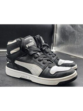 PUMA Shoes Kids Size 4.5 Black High Top Casual Sneakers 370486-01 Stains